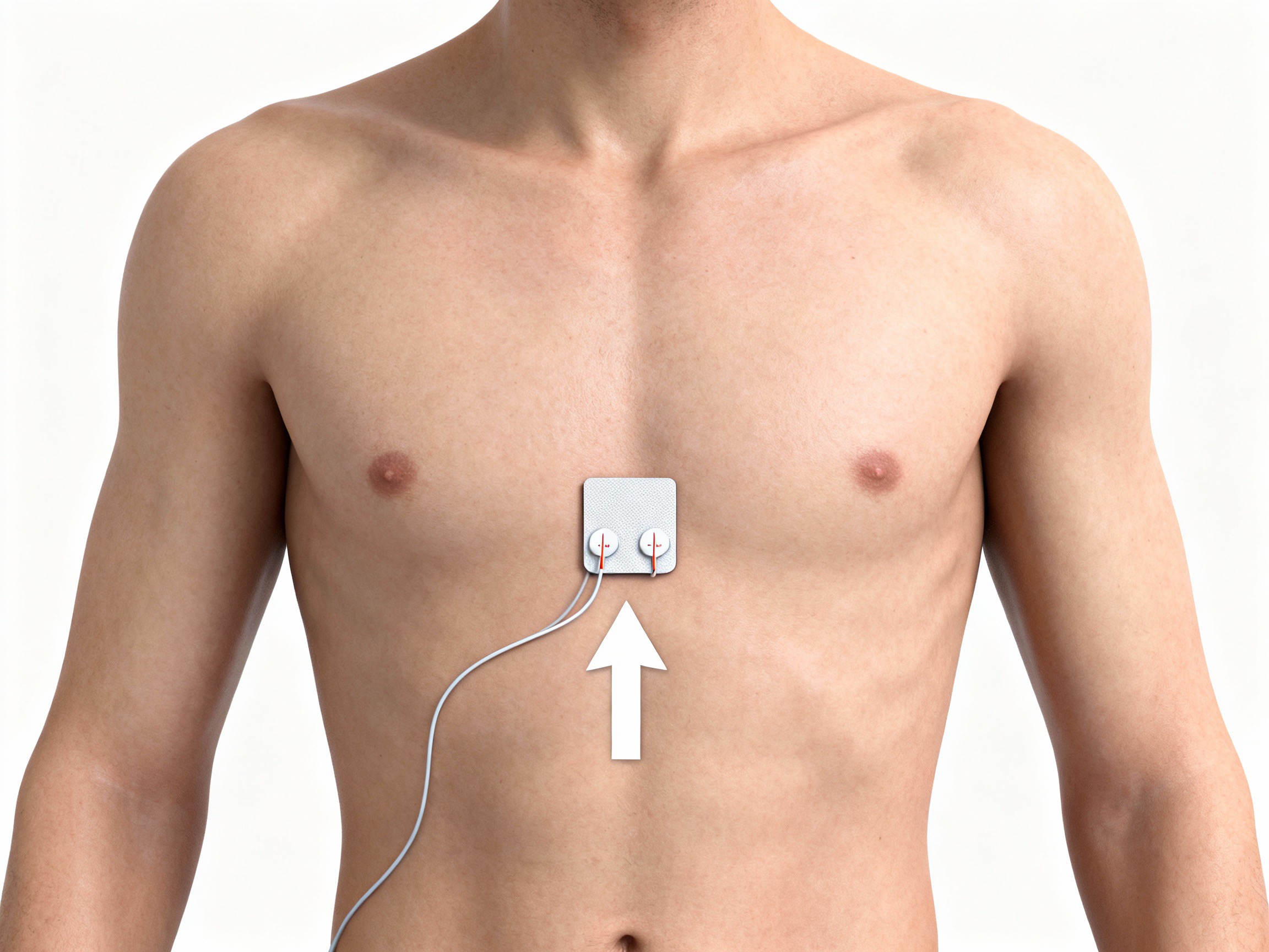 Smart Vital Monitoring Pad attached on the upper chest of a person
